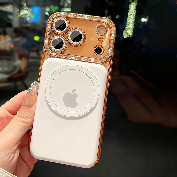 Luxury Slim Transparent Glitter PC Case for iPhone 17 16 15 14 11 13 12 Pro Max 17 Pro Cases Clear Camera Lens Protector  Cover