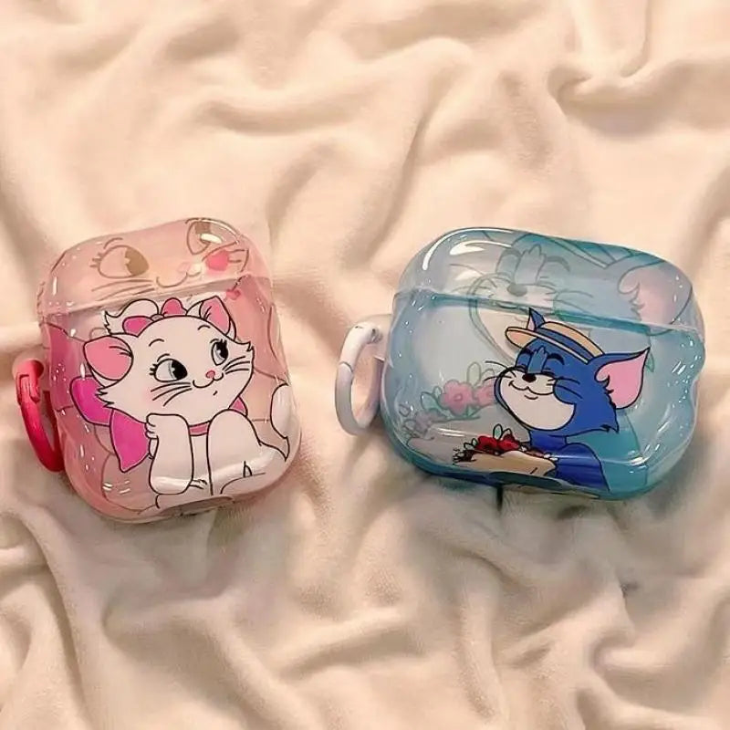 Disney The Aristocats Marie Cat Transparent Silicone Earphone Protective Case Couple Airpods 1 2 3 4 Universal Earphone Case