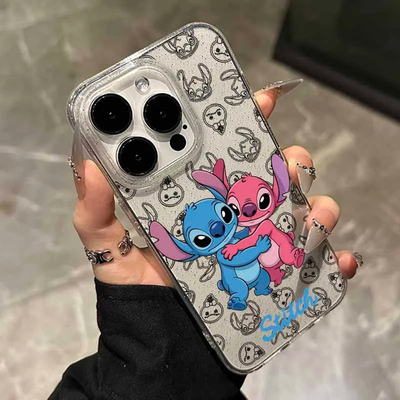 Cute Stitch Angel Couple Love For Apple iPhone 17 17Air 16 15 14 13 12 XS XR 8 7 Pro Max Plus Translucent Phone Case Funda Cover