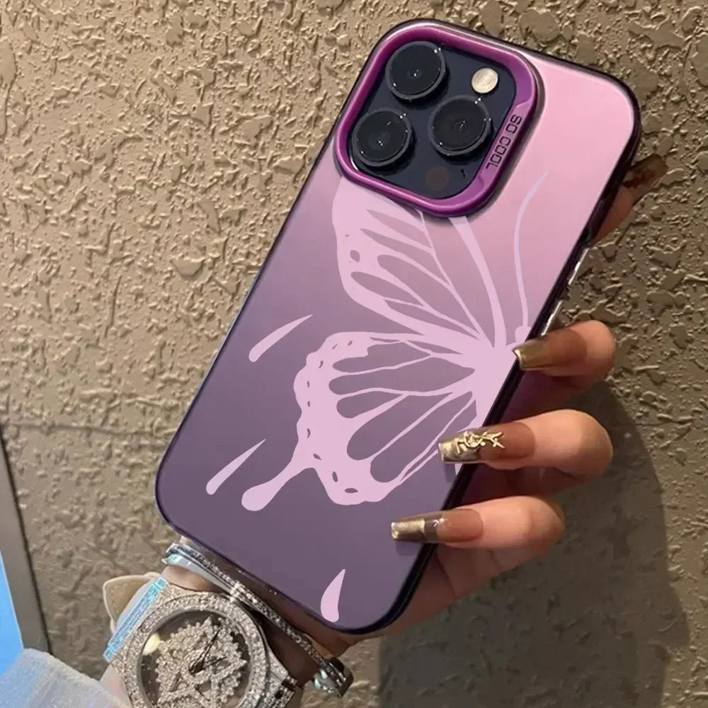 Case For Vivo V25 V25E X80 Lite Luxury Matte Silver IMD Phone Funda For Vivo V25E X80Lite Fashion Butterfly Color Soft Cover