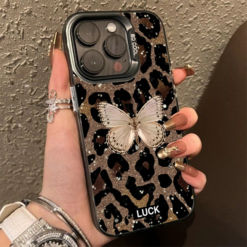 Case for Xiaomi Redmi Note 14 13 12 Pro Plus 5G 12S 11S 11 10S Butterfly Leopard Print Phone Cases for Redmi 14C 13C 12C4G Cover