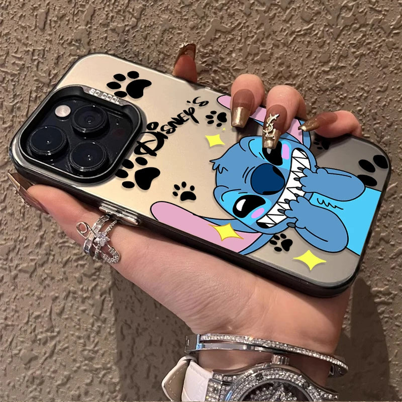 Plating Hard Phone Case for Xiaomi Redmi Note 13 12 11 Pro Plus 4G 5G 12S 11S 10S 10 9 9S 8 12C 13C A3 Disney Stitch Love Cover