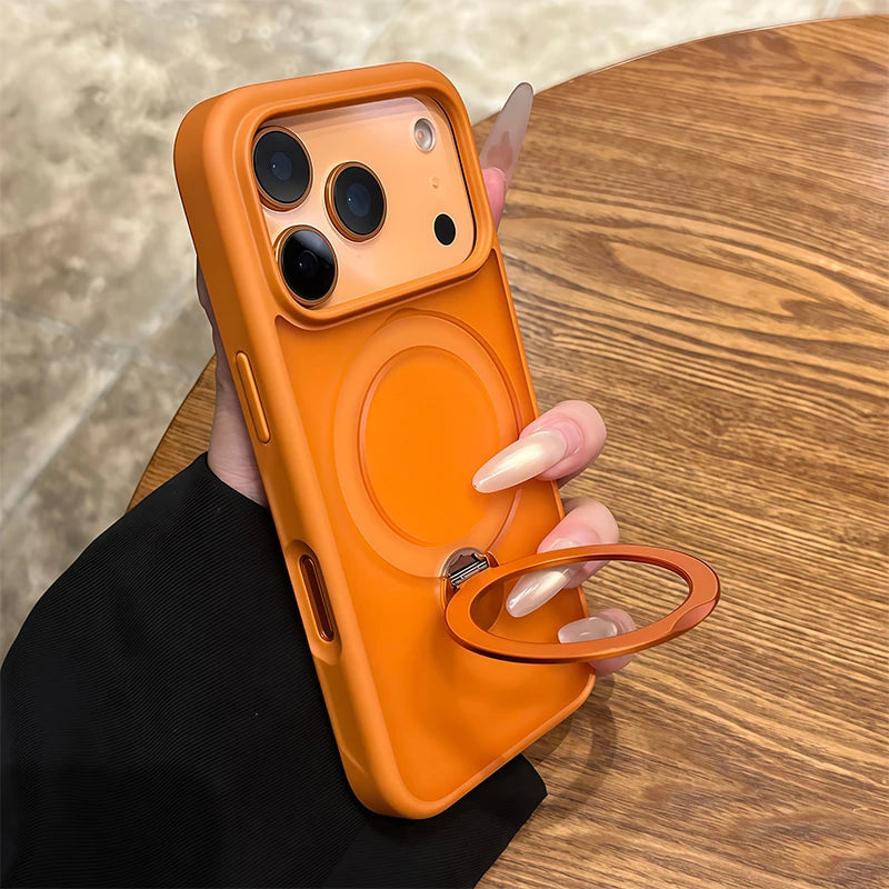 For Magsafe Metal Car Holder Ring Phone Case For iPhone 17 Pro Max 17 Air 16 Plus 15 Pro 14 13 12 11 Magnetic Bumper Cases Cover