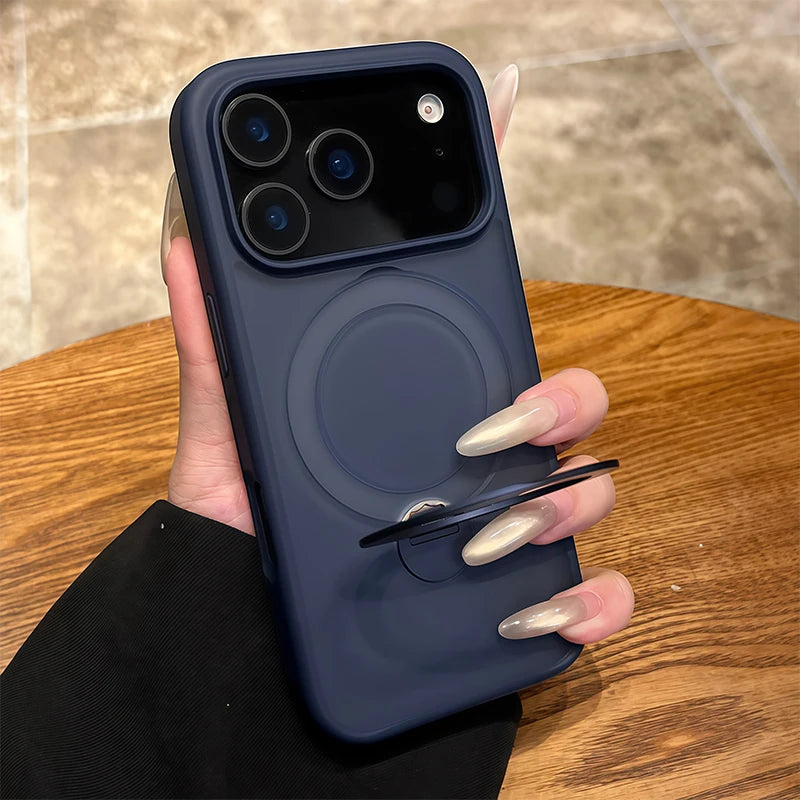 For Magsafe Metal Car Holder Ring Phone Case For iPhone 17 Pro Max 17 Air 16 Plus 15 Pro 14 13 12 11 Magnetic Bumper Cases Cover