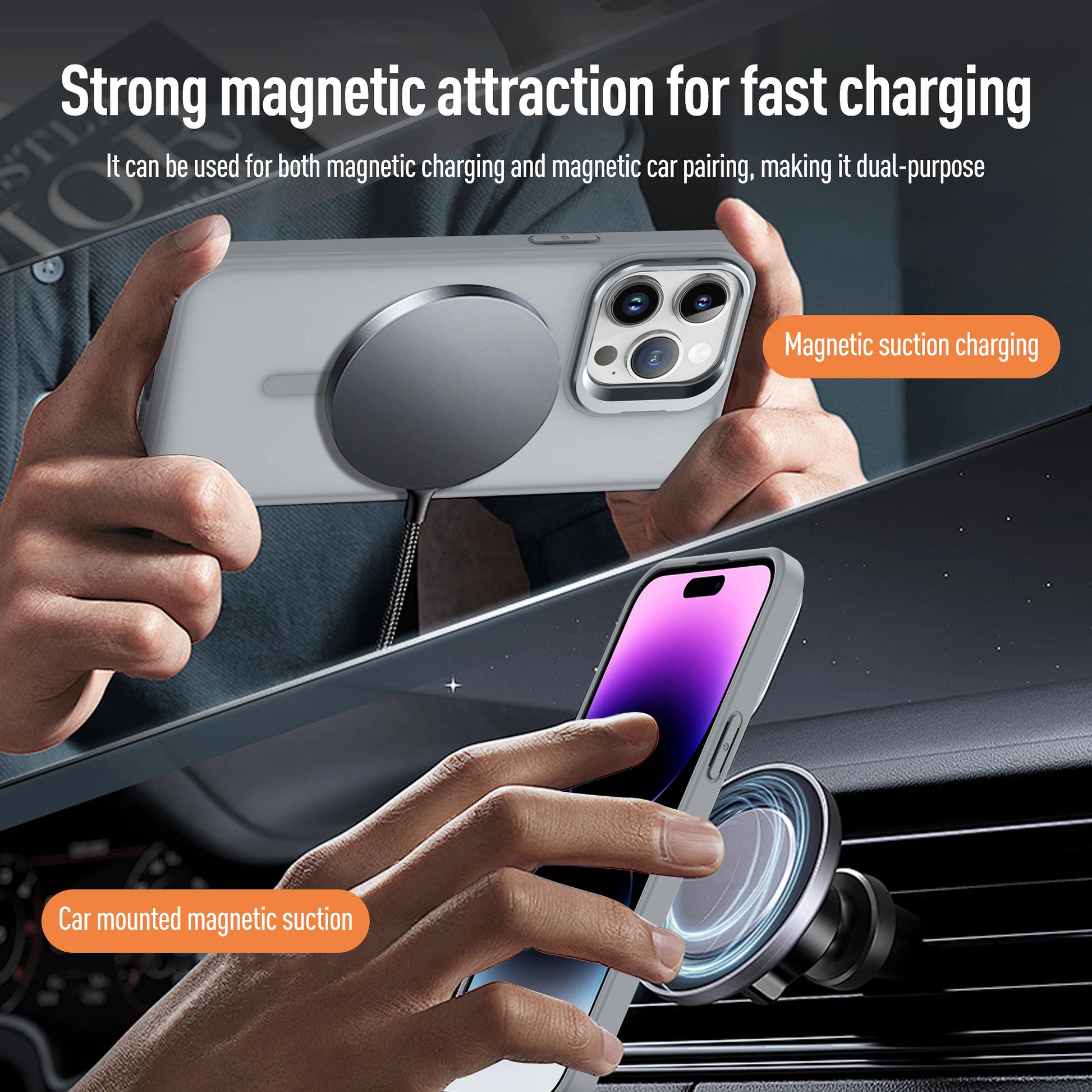 Metal Lens Stand Magnetic For Magsafe Case For iPhone 17 Air 16 15 14 13 12 Mini 11 Pro Max Plus Matte Wireless Charge Cover