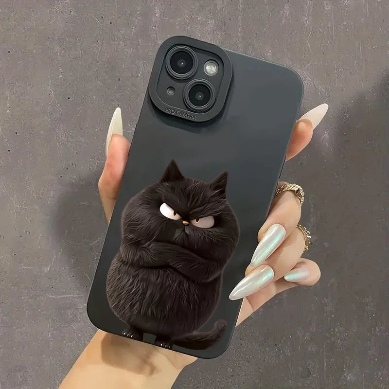 Funny Cool Cat Silicone Phone Case For iPhone 16 15 14 13 12 11 Pro Max 15 Pro XS XR X 7 8 16 Plus Shockproof Matte Soft Cover