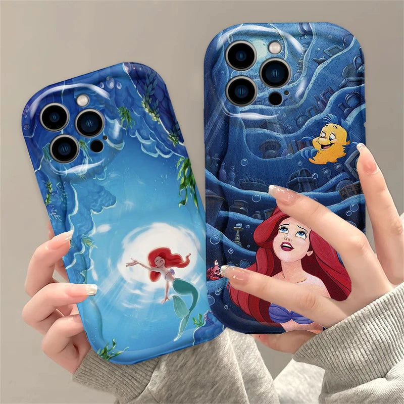 The Little Mermaid Cover For Apple iPhone 15 14 13 12 11 Pro X XR XS Max Plus 8 7 Plus SE Wave Oil Phone Case