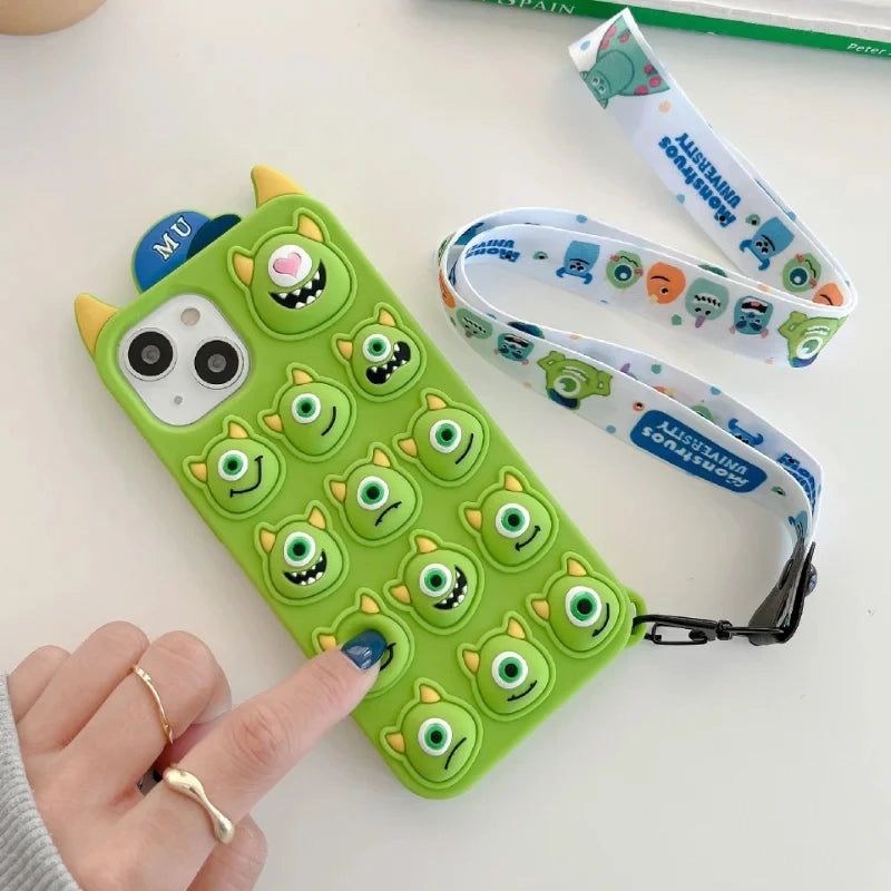 Unzip Phone Case For iPhone 15 14 13 12 11 Little Monster Unzip Pinch Silicone Phone Cover For iPhone 15 Pro Max Toy Mobile Case