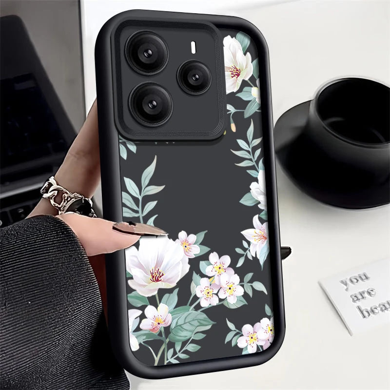 Fashion Flower Case For Xiaomi 13T 14T 11T Pro Poco X6 F6 Pro Funda Redmi Note 14 Pro 5G 13 12 11 Shockproof Bumper Soft Cover