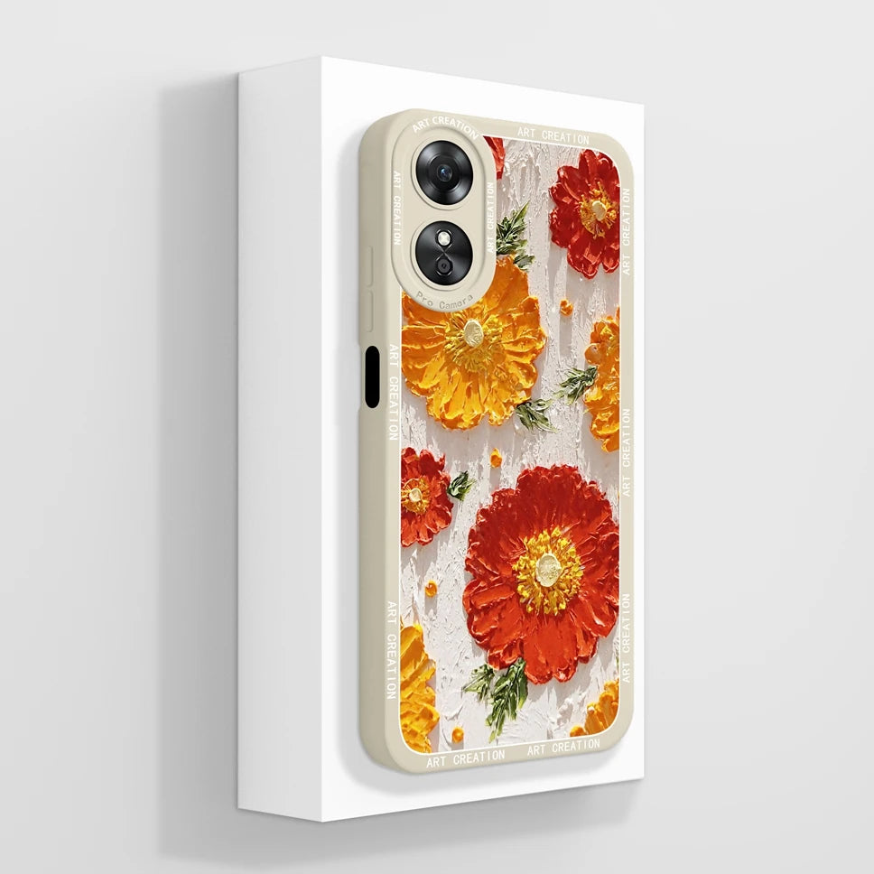 Phone Case For Oppo A17 A17K K 4G Pretty Flowers Smooth Liquid Silicone Back Cover For OppoA17K Oppo A 17 K Fundas Shell Coque