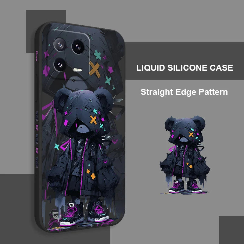 Mysterious Bear Phone Case For Xiaomi Mi 15 14 14T 13 13T 12 12X 12T 12S 11 11T 10 10T 9 9T Pro Lite Liquid Silicone Cover