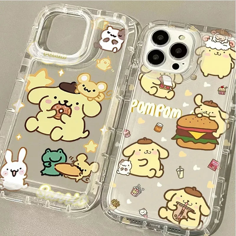 Saniro Pom Purin Case For iPhone 16 15 14 13 12 11 Pro Max 16E XR XS X 8 7 Plus SE 2020 Printing Clear Silicone Protective Cover