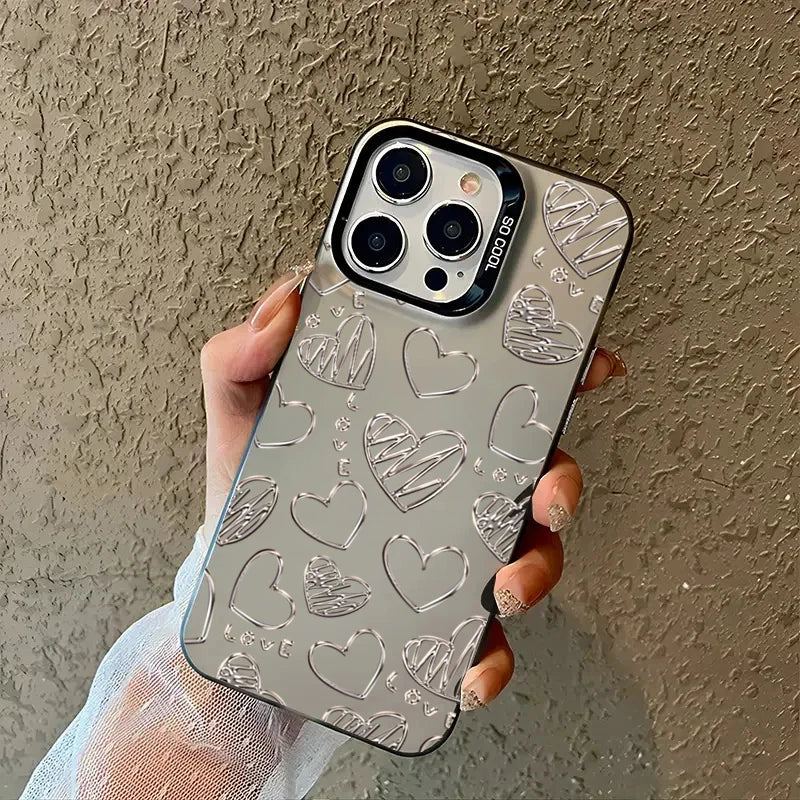 Silver Heart Butterfly Pattern IMD Phone Case For Xiaomi Mi 15 14 13 12 13T 14T Pro 11 Lite 5G NE Poco F6 X5 X6 M6 Pro Cover