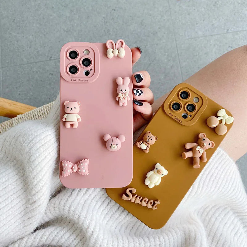 Fashion Cute Bear Protective Case for Samsung A12 A22 A13 A14 A23 A24 Shockproof Cover for Galaxy A20 A30 A70 A10 A10S A20S A21S