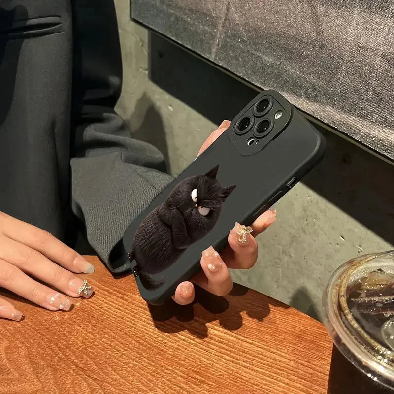Funny Cool Cat Silicone Phone Case For iPhone 16 15 14 13 12 11 Pro Max 15 Pro XS XR X 7 8 16 Plus Shockproof Matte Soft Cover