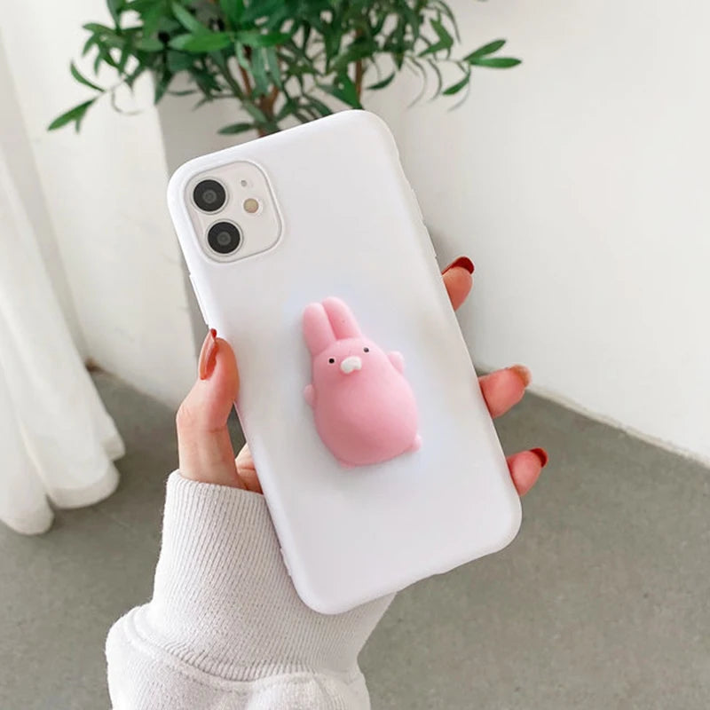 3D Squishy Toys Chick Cat Case For Apple iPhone 15 14 Plus 12 13 mini 11 Pro Max SE 2020 SE 3 Animals TPU Cover Soft Cases