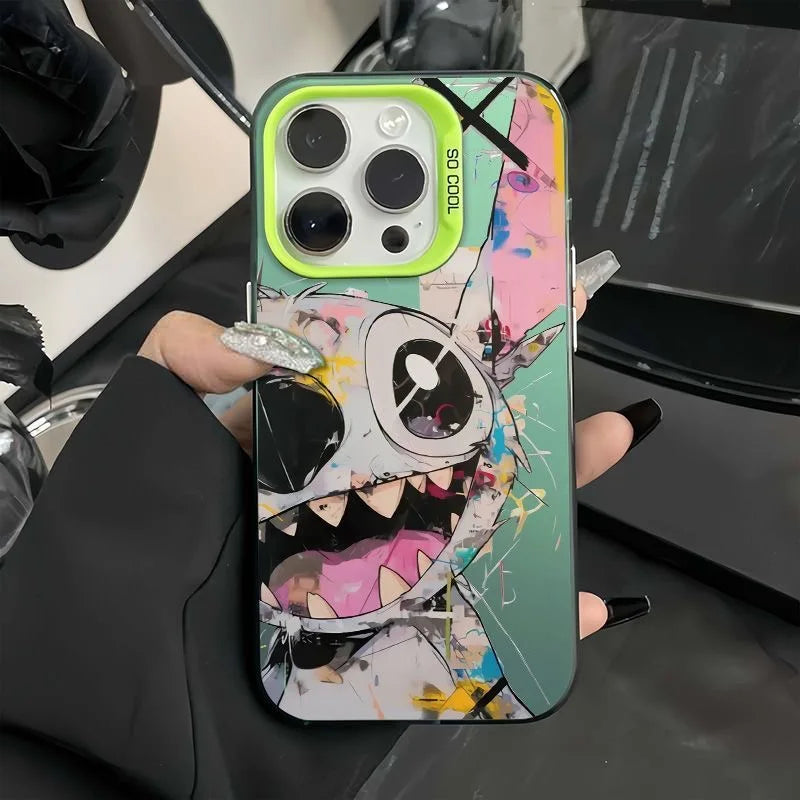 Cute Graffiti Stitchs Phone Case For iPhone 16 15 14 13 12 11 Pro Max X XR XSMAX 8 7 Plus Candy Matte Shockproof Back Cover
