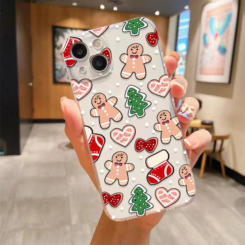 Phone Case For Realme C63 C65 C61 C55 C53 C75 14 13 12 11 10 9 Pro Plus 5G 9i 8i 8 With Christmas Elements Gingerbread Man Cover