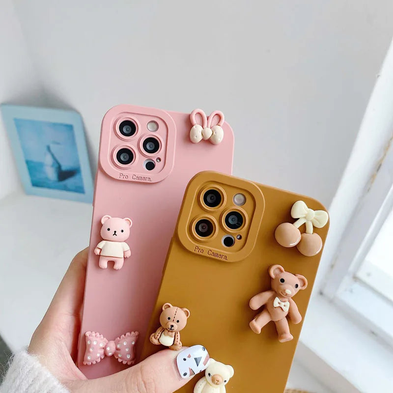 Fashion Cute Bear Protective Case for Samsung A12 A22 A13 A14 A23 A24 Shockproof Cover for Galaxy A20 A30 A70 A10 A10S A20S A21S
