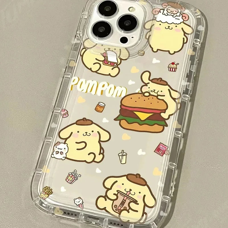 Saniro Pom Purin Case For iPhone 16 15 14 13 12 11 Pro Max 16E XR XS X 8 7 Plus SE 2020 Printing Clear Silicone Protective Cover