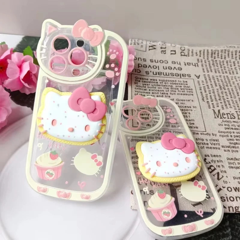 MINISO Sanrio Hello Kitty Stand Phone Cases For iPhone 16 15 14 11 13 12 Pro Max XR XS 8 Plus Original Shockproof Cover Y2K Case