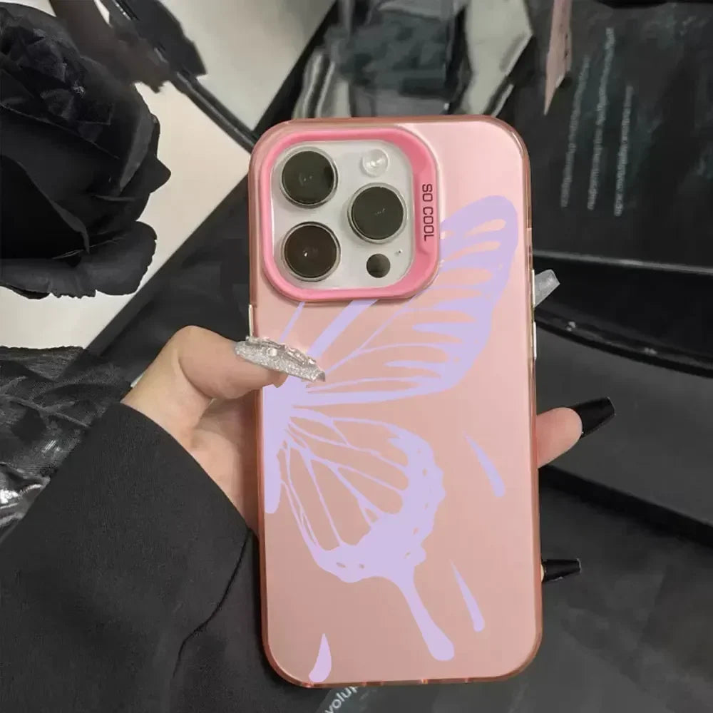 Case For Vivo V25 V25E X80 Lite Luxury Matte Silver IMD Phone Funda For Vivo V25E X80Lite Fashion Butterfly Color Soft Cover