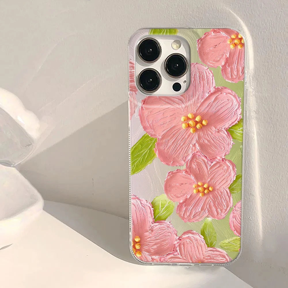Daisy Fashionable Cherry Blossom Printed Phone Case For iPhone 13 11 12 14 15 16 Pro Max Plus 16E XR 8 7 Plus SE2 X XS Max Cover