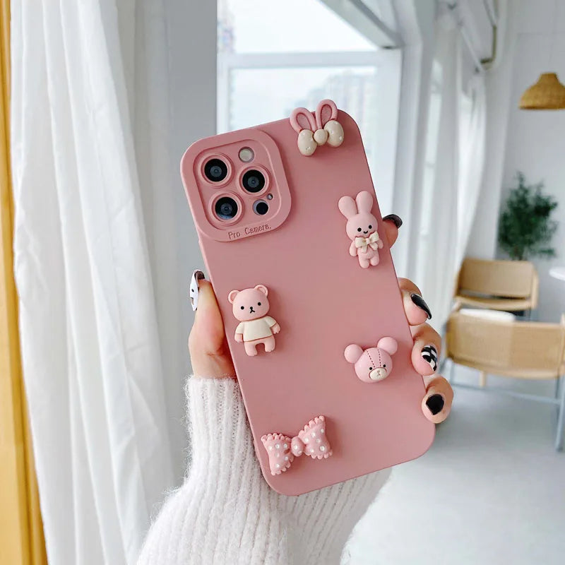 Fashion Cute Bear Protective Case for Samsung A12 A22 A13 A14 A23 A24 Shockproof Cover for Galaxy A20 A30 A70 A10 A10S A20S A21S