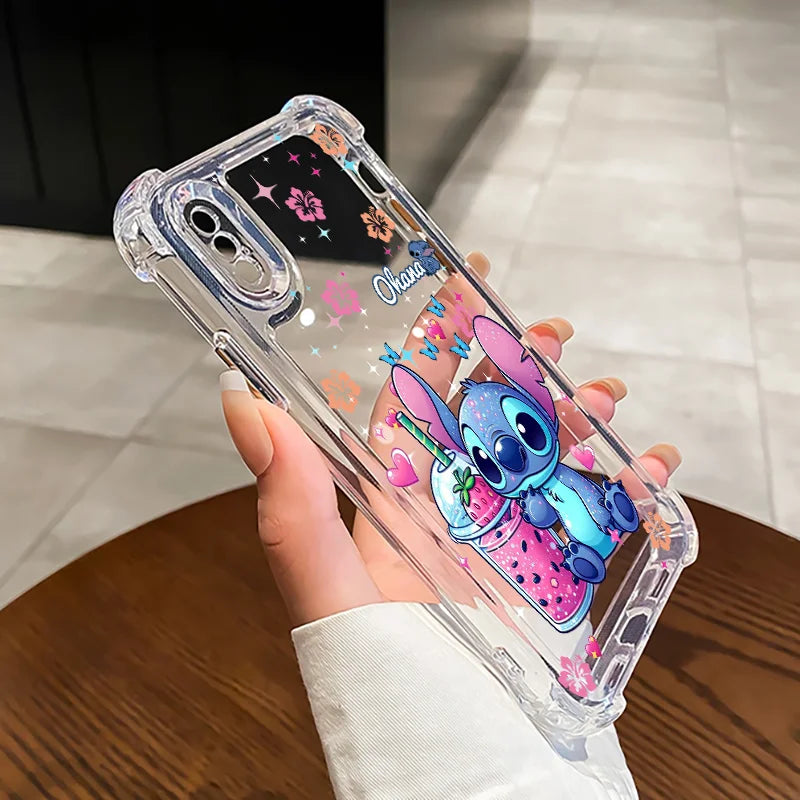Disney Stitch Cute Fashion For Redmi Note 14 13 12S 12 11T 11 10S 10 Pro Plus MAX Anti-Fall Transparent TPU Soft Phone Case