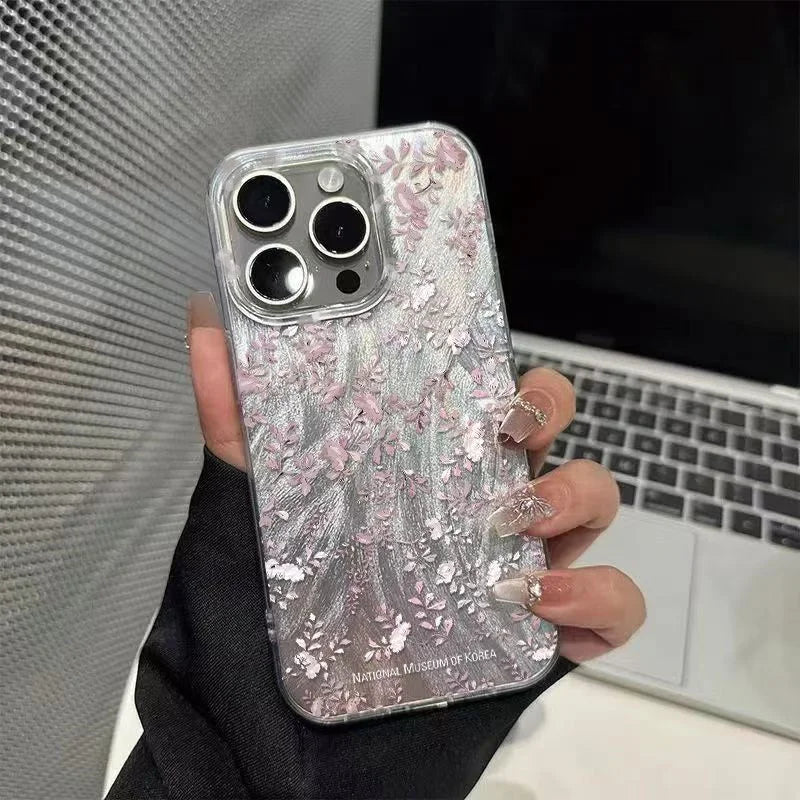 Small Flower Shockproof Hard Case for Xiaomi 14T Pro Protective Cover for Xiaomi 11 Lite 13T 13TPro Chiffon Texture Capa Fundas