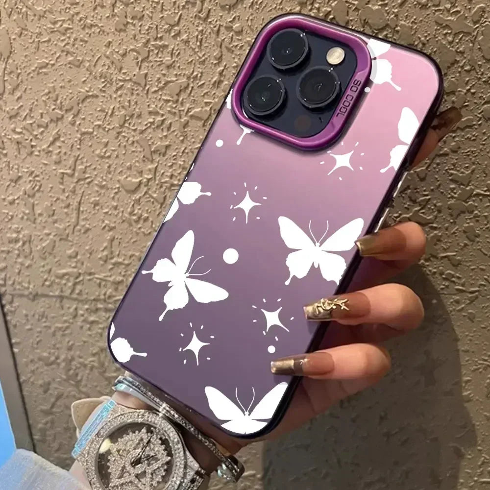 For Samsung Galaxy A06 A16 Case Luxury Fashion Butterfly Silver IMD Phone Case For Samsung A06 A16 Matte Color Cover Funda