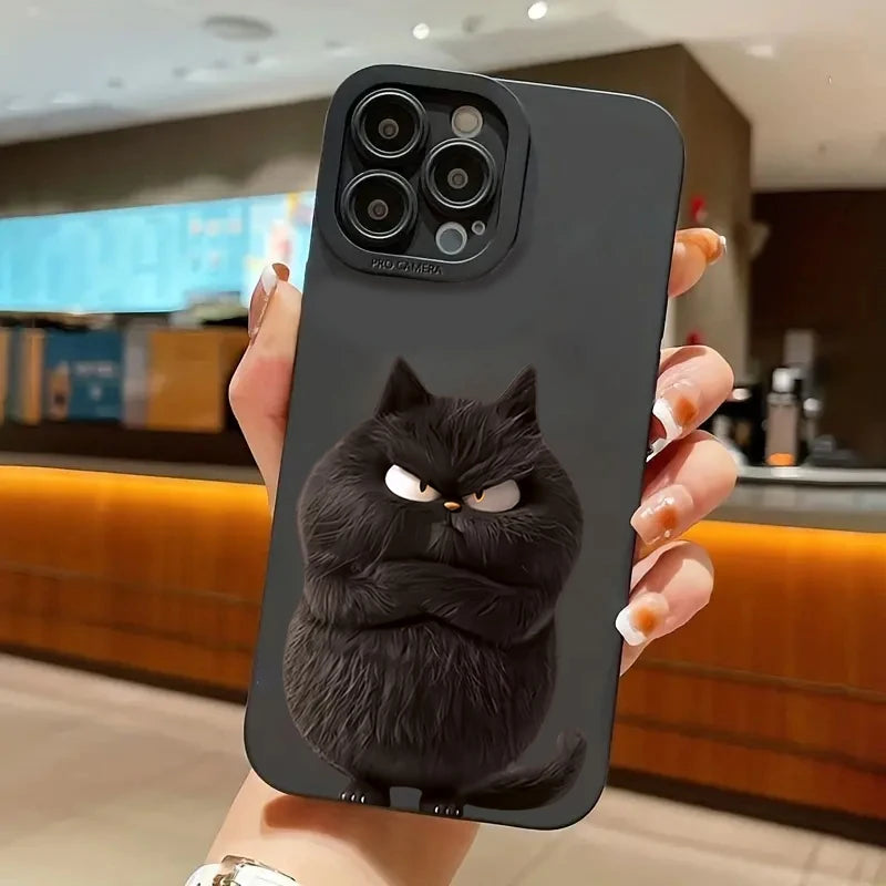 Funny Cool Cat Silicone Phone Case For iPhone 16 15 14 13 12 11 Pro Max 15 Pro XS XR X 7 8 16 Plus Shockproof Matte Soft Cover