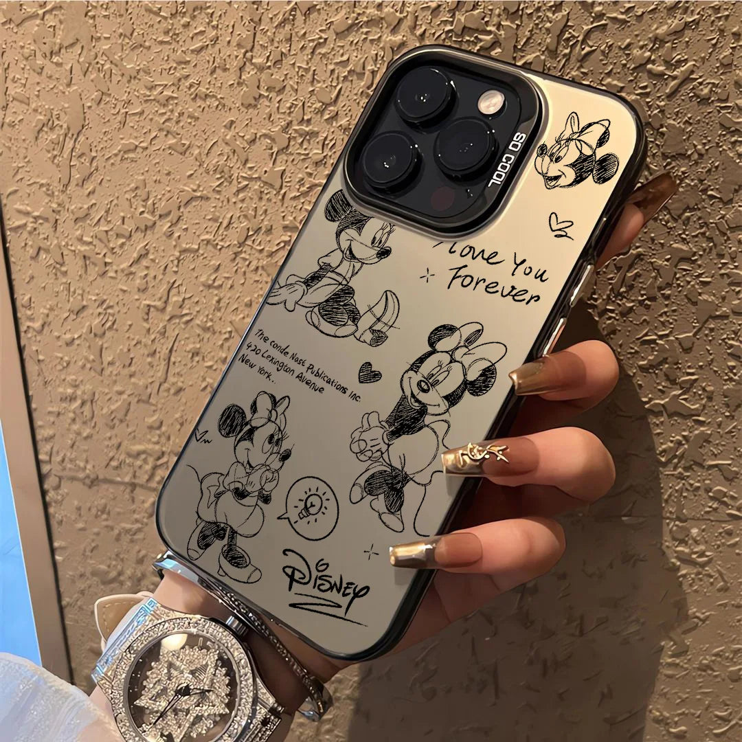 Line Retro Mickey Minnie Phone Case For Xiaomi Redmi Note 7 8 9 9S 10 11 12 13 14 Pro Plus 4G 5G Anti Fall Matte Back Cover