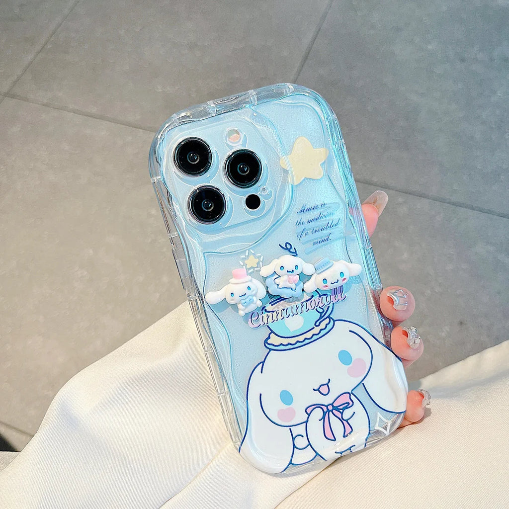 For OPPO A40 A80 A59 A79 A15 A16 A17 A18 A38 A58 A78 A54 A74 A94 A53 A57S Cute Melody Cinnamoroll Cartoon Soft Wave Phone Case