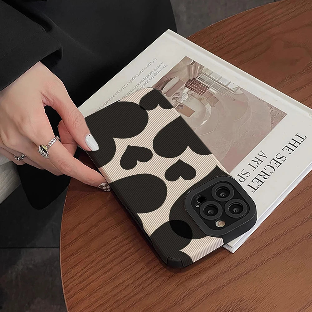 Black Love Heart Silicone Case For Samsung Galaxy S22 S23 S24 Ultra A54 5G A34 A53 A51 A52 A23 A32 A31 A71 A72 A73 A14 A13 A12