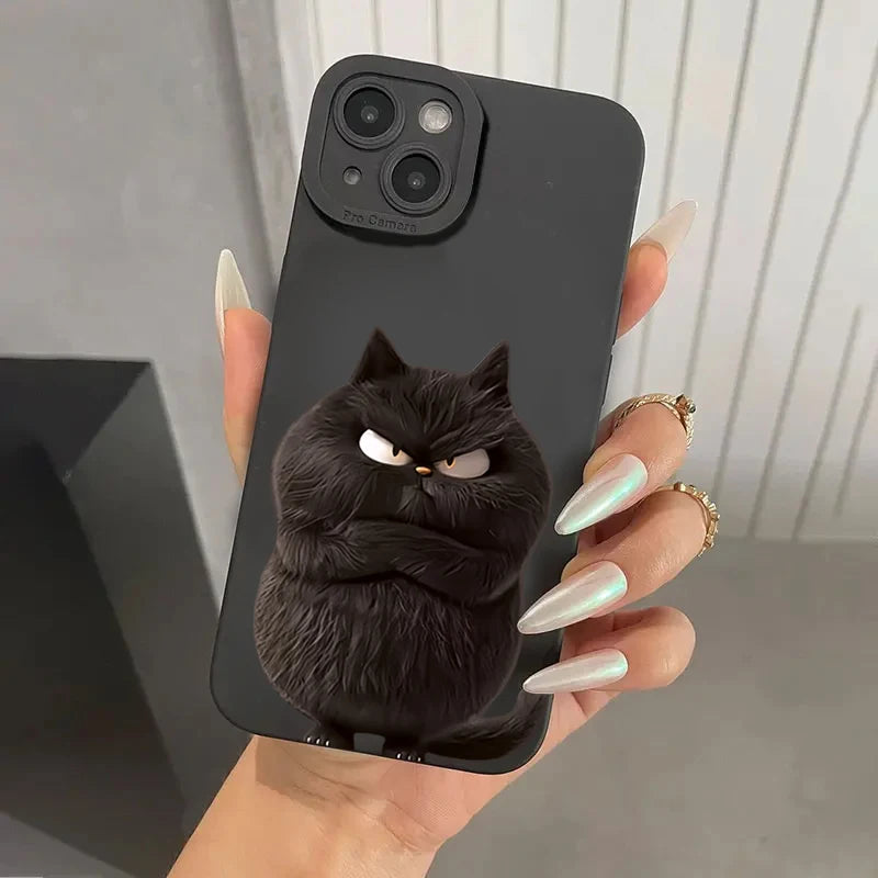 Funny Cool Cat Silicone Phone Case For iPhone 16 15 14 13 12 11 Pro Max 15 Pro XS XR X 7 8 16 Plus Shockproof Matte Soft Cover