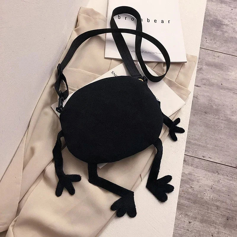 New Fashion Big Eyes Canvas Girls Shoulder Bag Cute Black Briquettes Messenger Bag Kids Women Coin Purse Mini Crossbody Handbag