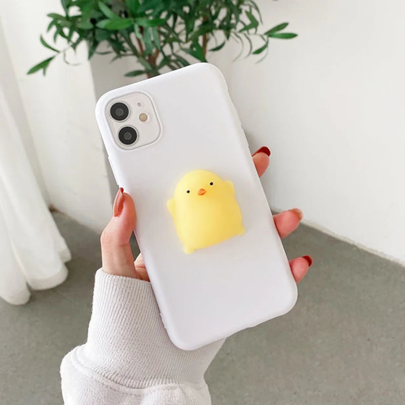 3D Squishy Toys Chick Cat Case For Apple iPhone 15 14 Plus 12 13 mini 11 Pro Max SE 2020 SE 3 Animals TPU Cover Soft Cases