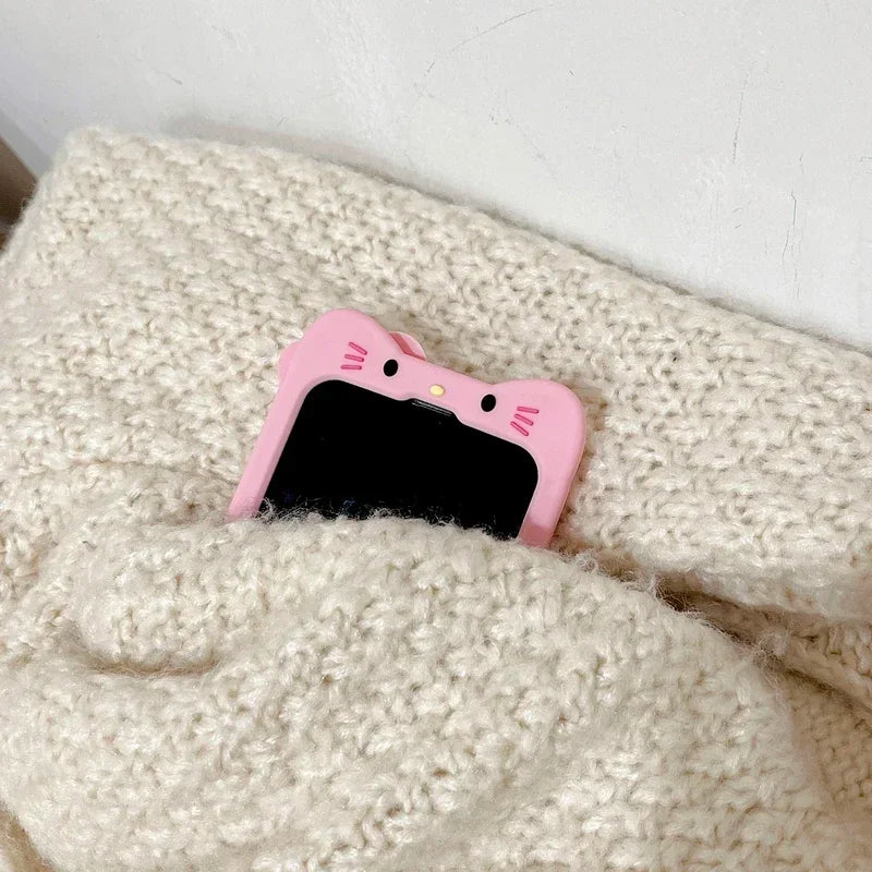 3D Cute Cartoon  Sanrio Hello Kitty Relieve Stress Phone Case For iPhone 15 14 13 12 11 Pro Max Shockproof Soft Silicone Cover