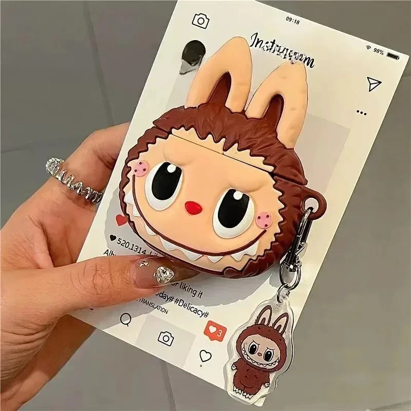 3D The Monster Rabbit Elf Cute Cartoon Earphone Protective Case For Apple AirPods 1 2 3 4 Pro 2 Headphone Box With Pendant Cover