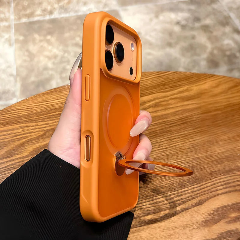 For Magsafe Metal Car Holder Ring Phone Case For iPhone 17 Pro Max 17 Air 16 Plus 15 Pro 14 13 12 11 Magnetic Bumper Cases Cover