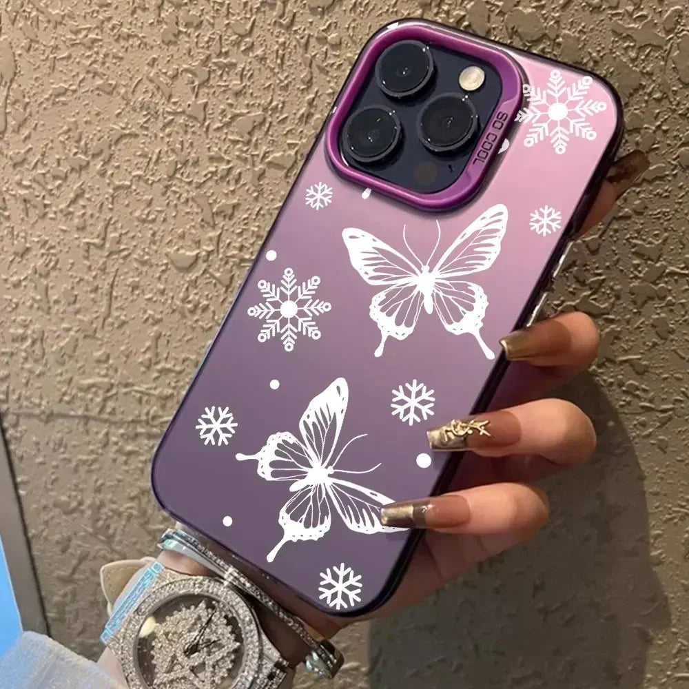 For Samsung Galaxy A06 A16 Case Luxury Fashion Butterfly Silver IMD Phone Case For Samsung A06 A16 Matte Color Cover Funda