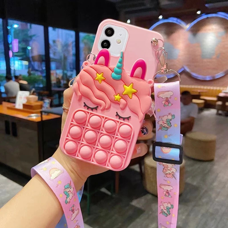 Coin Purses Pop Unicorn Case For Xiaomi Redmi Note 11 10 9 Pro Max 10S 9S 8 7 6 Pro 9T 8T 9A 9C 8A 7A Unicorn Bubble Wallet Case