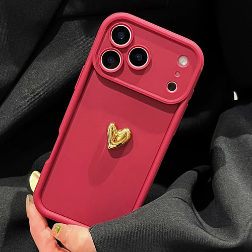 3D Gold Love Heart Matte Case For OPPO Reno 10 11 12 13 14 Pro 14F 13F 12F 11F 2F A5X A3X A3 A5 Pro 5G 4G Soft Cover