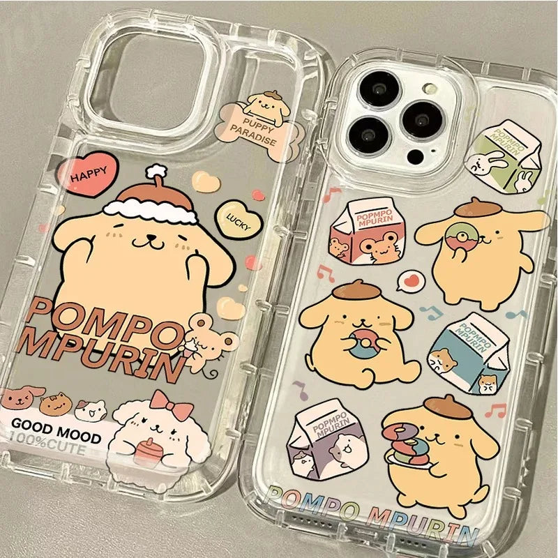 Saniro Pom Purin Case For iPhone 16 15 14 13 12 11 Pro Max 16E XR XS X 8 7 Plus SE 2020 Printing Clear Silicone Protective Cover