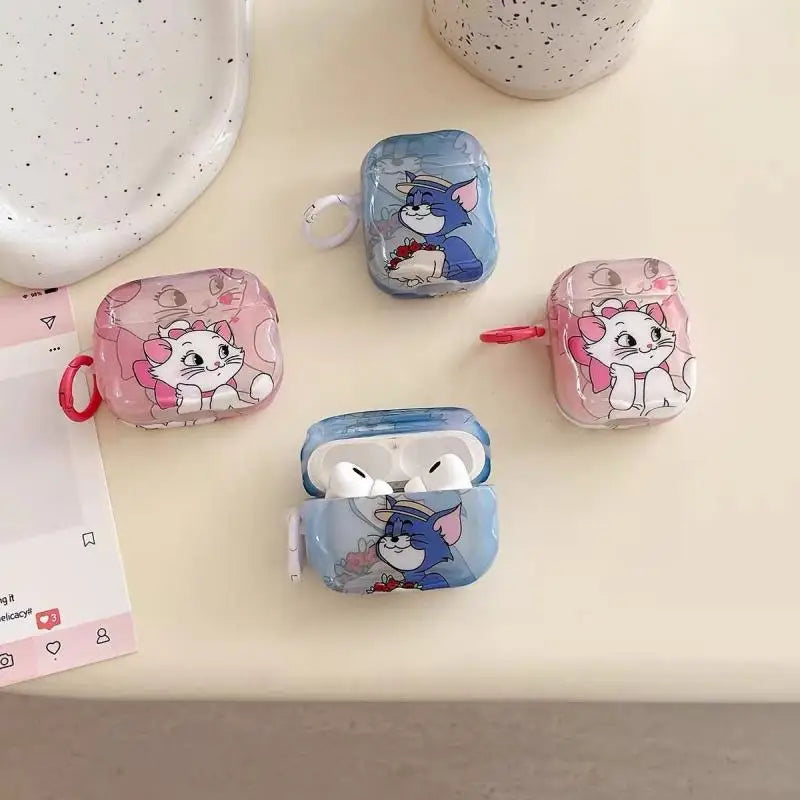 Disney The Aristocats Marie Cat Transparent Silicone Earphone Protective Case Couple Airpods 1 2 3 4 Universal Earphone Case