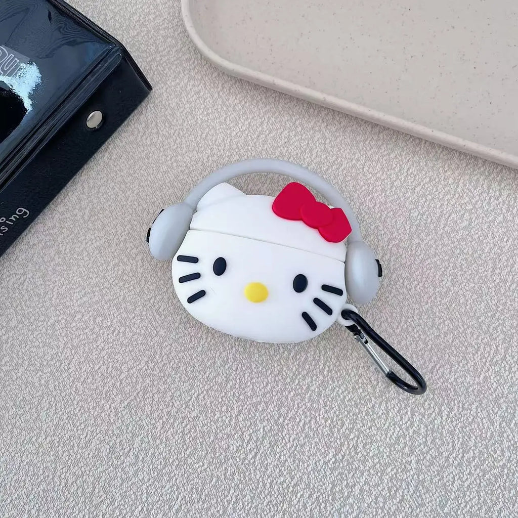 For Airpods 4 3 2 Pro 1 Pro 2 Cartoon Hello Kitty Kuromi Melody Listen To Music Silicone Earphone Case Accessories Cover