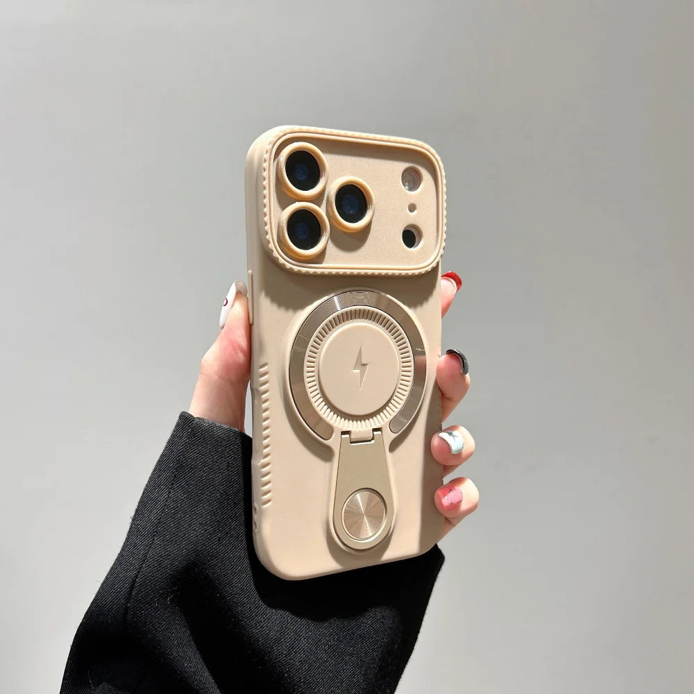 for Magsafe Wireless Charge Lightning Logo Phone Case For iPhone 17 Air 16 15 14 Plus 13 12 Pro Max 11 Hidden Bracket Soft Cover