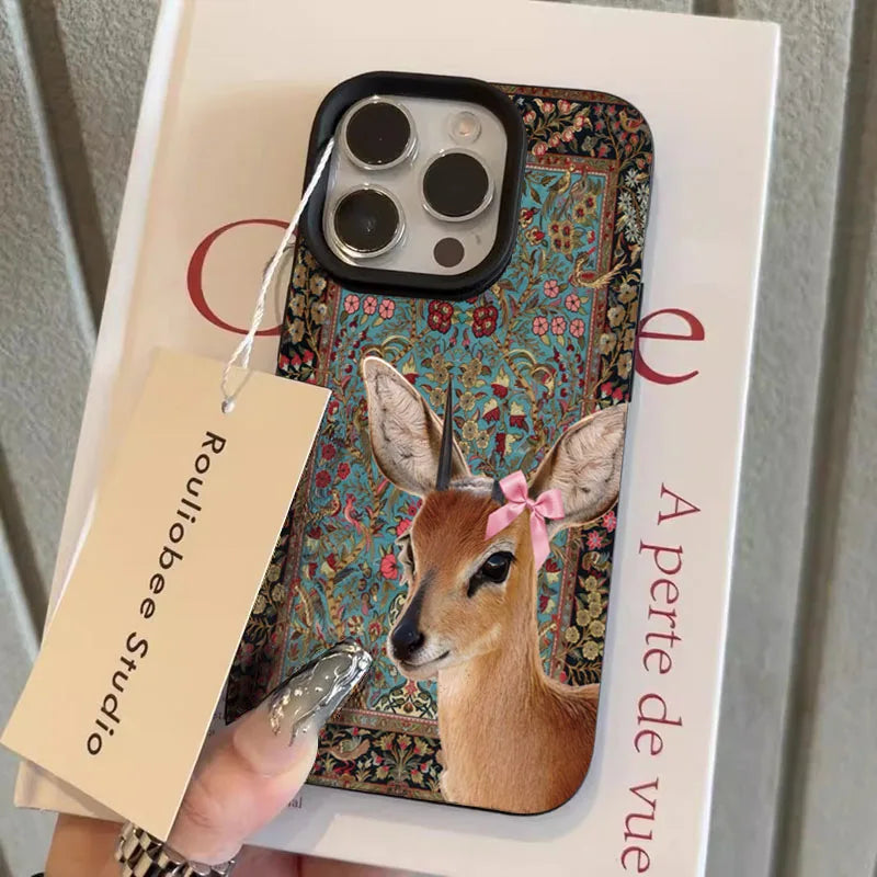 Vintage Flower Deer For IPhone 16 Phone Cases For IPhone 11 12 13 14  Plus 15 16 17 Air Pro Max Soft Cover Case Funda Bumber