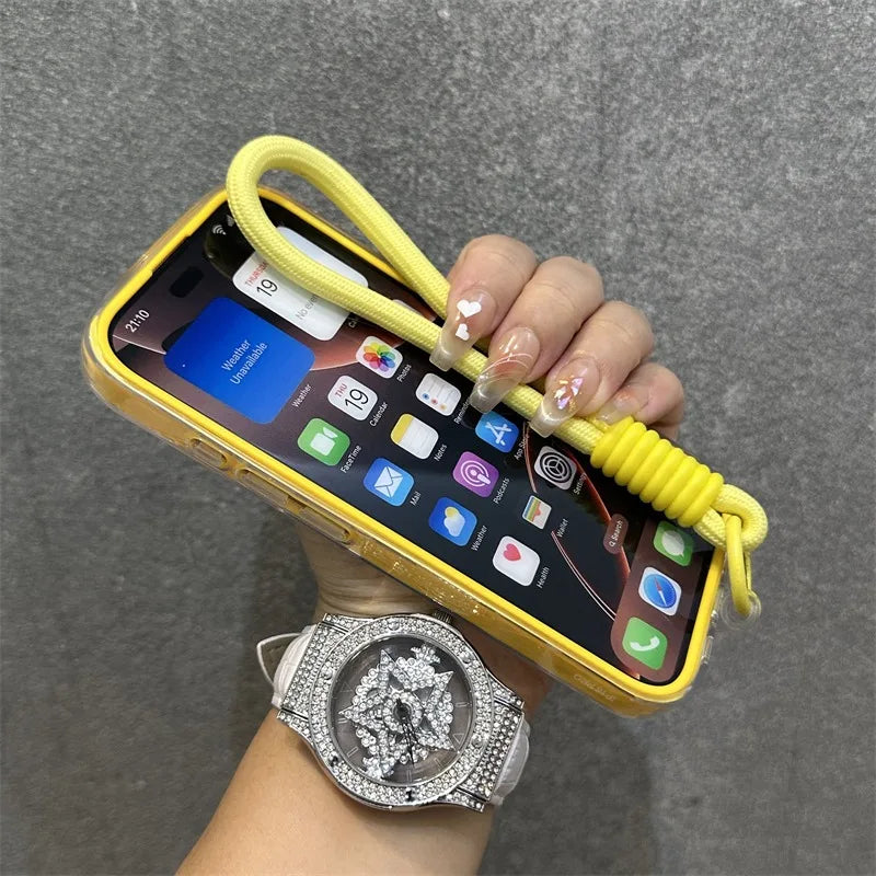 Luxury Card Slot Bag Clear With lanyard Phone Case For iPhone 11 12 13 14 15 Pro Max 16 Plus XS Shockproof Bumber Soft TPU Cover
